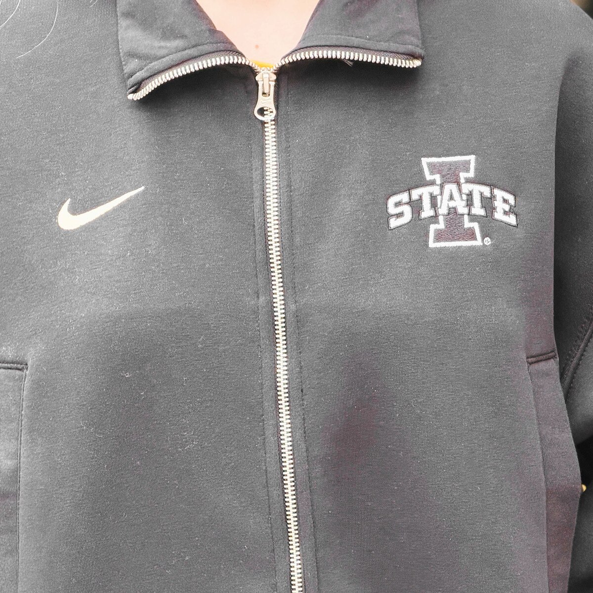Nike Women's I-State Black Track Jacket design close up